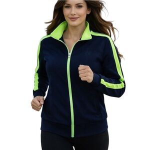 Ralph Lauren Navy and Neon Green Athletic Zip-up jacket